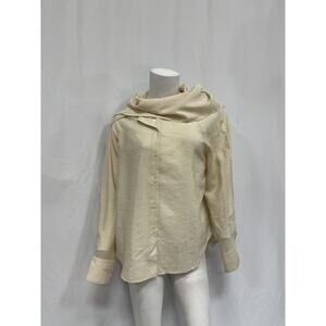 Cos 'Scarf-Detail' Beige Silk Long Sleeve Blouse Size 2